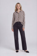 Dark Brown Stripe Button Down