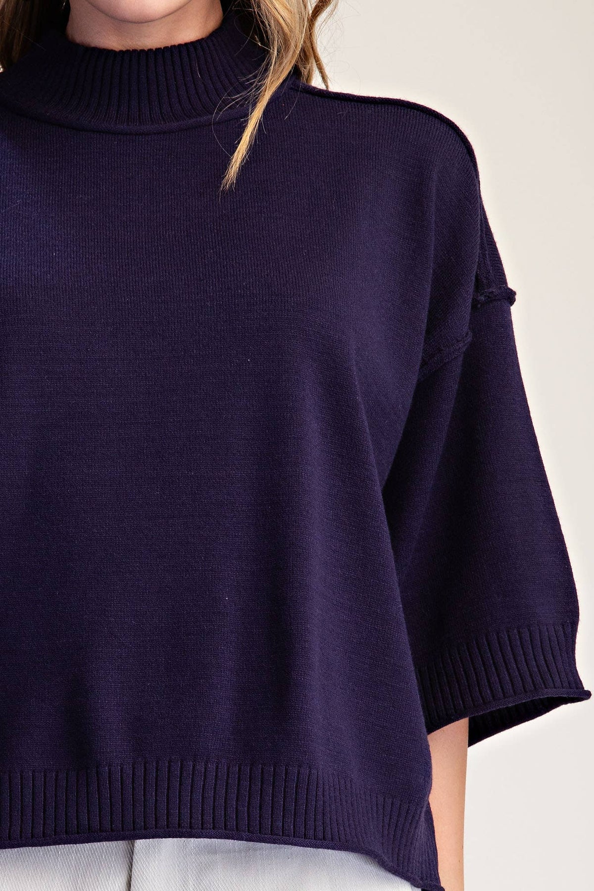 Mock Neck 3/4 sleeves Sweater