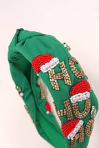 HO HO HO CHRISTMAS HOLIDAY BEADED HEADBAND