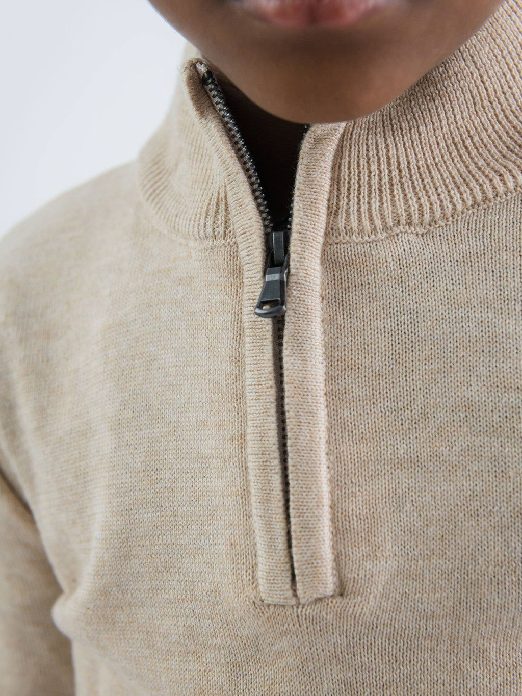 Oatmeal Quarter-Zip Sweater