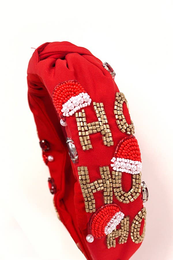 HO HO HO CHRISTMAS HOLIDAY BEADED HEADBAND