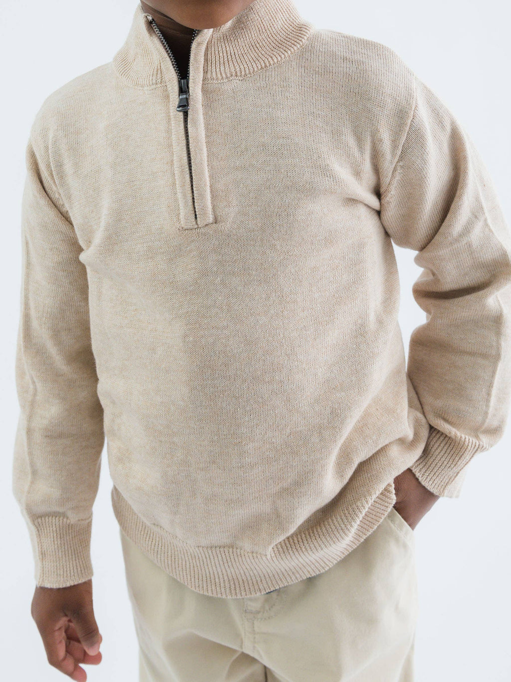 Oatmeal Quarter-Zip Sweater