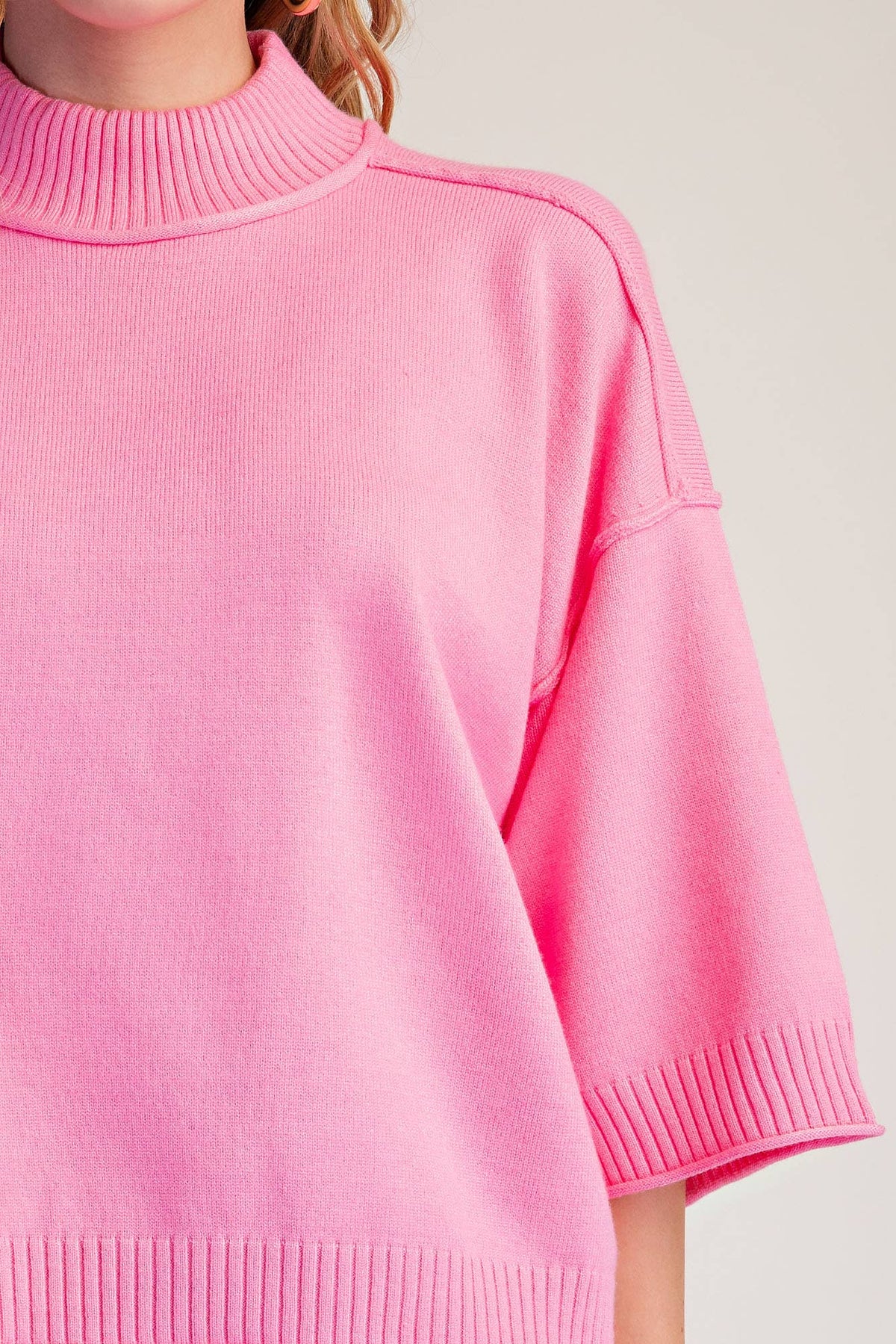 Mock Neck 3/4 sleeves Sweater