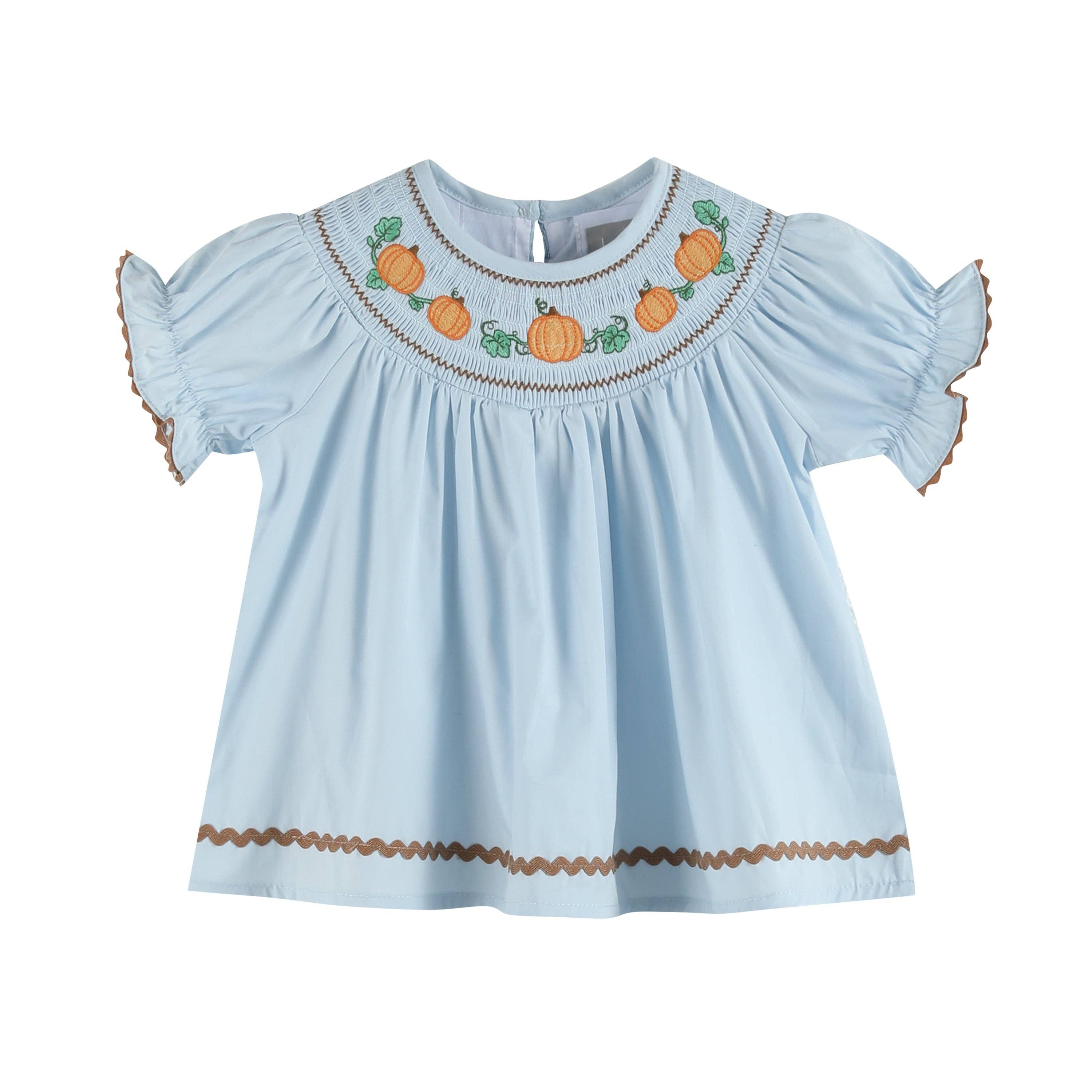 Blue Pumpkin Smocked Dress and Bloomers Set: 3-6M