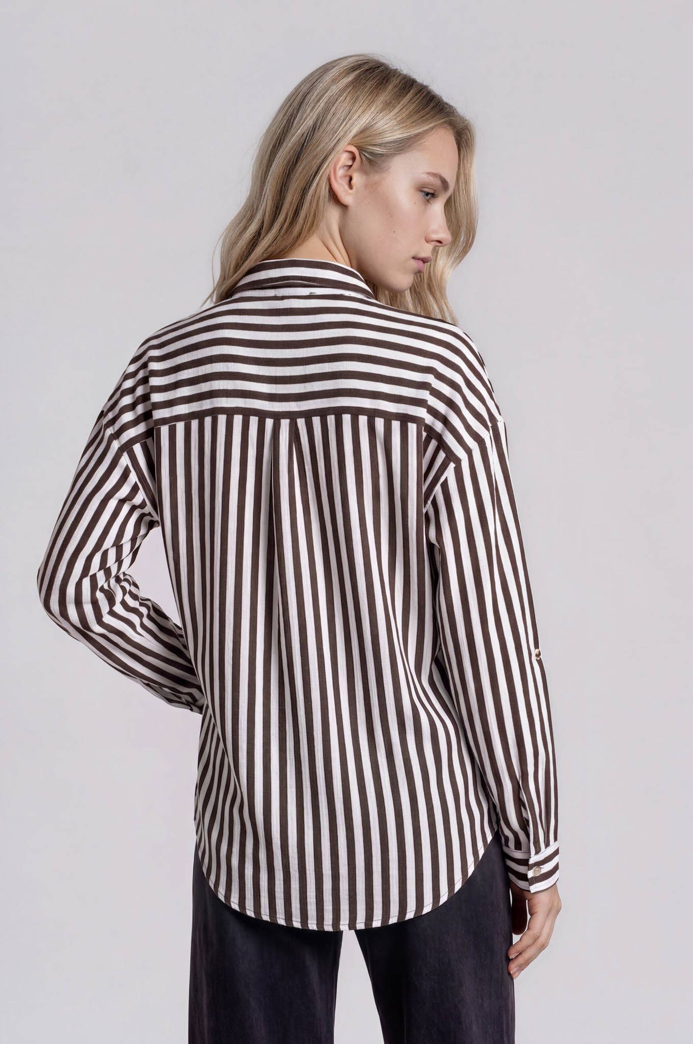 Dark Brown Stripe Button Down