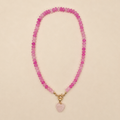 Pink Natural Stone and Glass Necklace