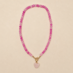 Pink Natural Stone and Glass Necklace