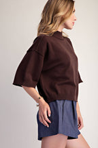 Mock Neck 3/4 sleeves Sweater
