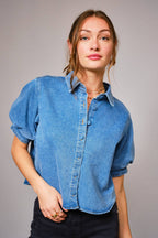 Denim puff sleeve