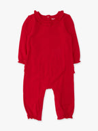 Red Knit Ruffle Romper