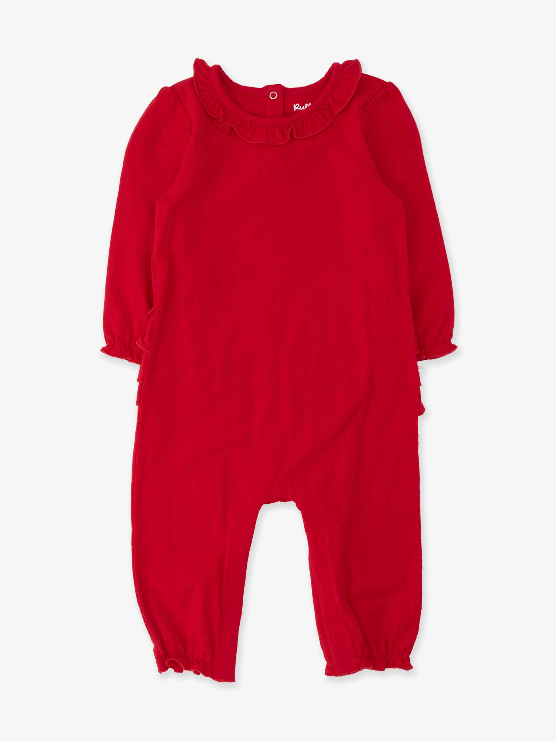 Red Knit Ruffle Romper