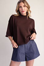 Mock Neck 3/4 sleeves Sweater