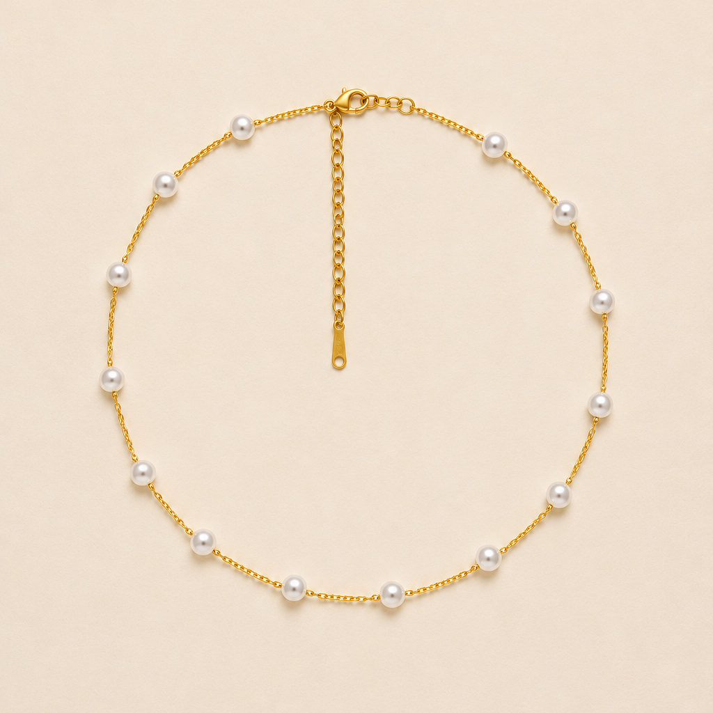 Pearly Gold Chain Necklace