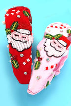 SANTA CLAUS CHRISTMAS HOLIDAY BEADED HEADBAND