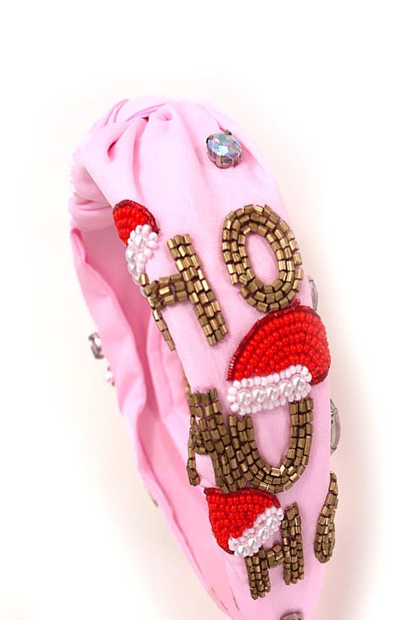 HO HO HO CHRISTMAS HOLIDAY BEADED HEADBAND