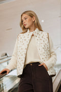 Floral Quilted Mock Neck Vest