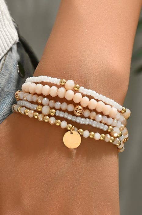 Pink Beaded Charm Stack