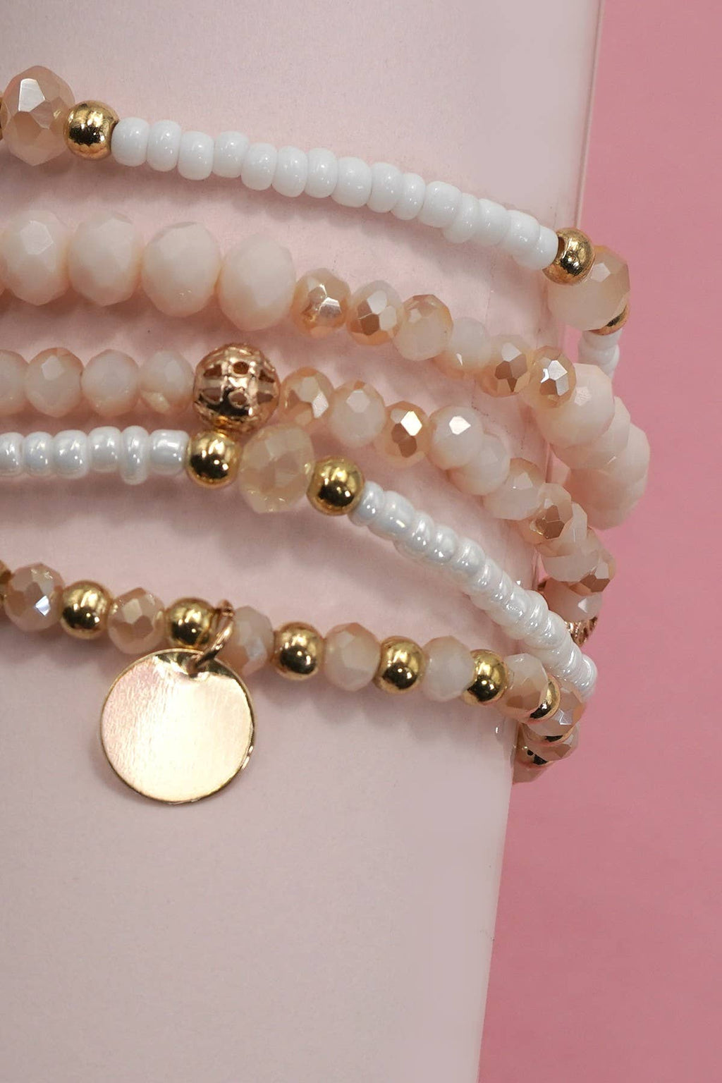 Pink Beaded Charm Stack
