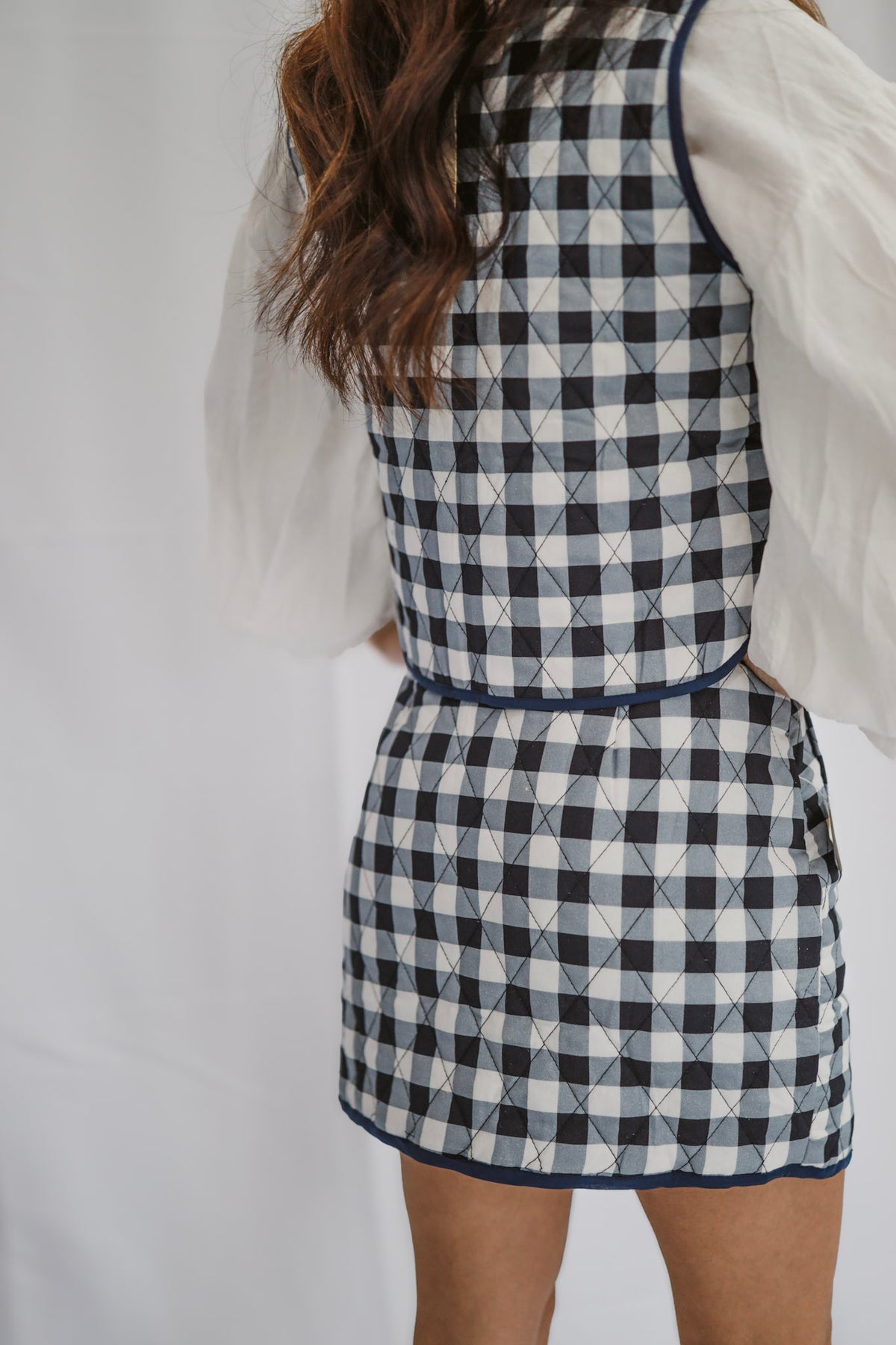 Navy & Ivory Quilted Vest Set
