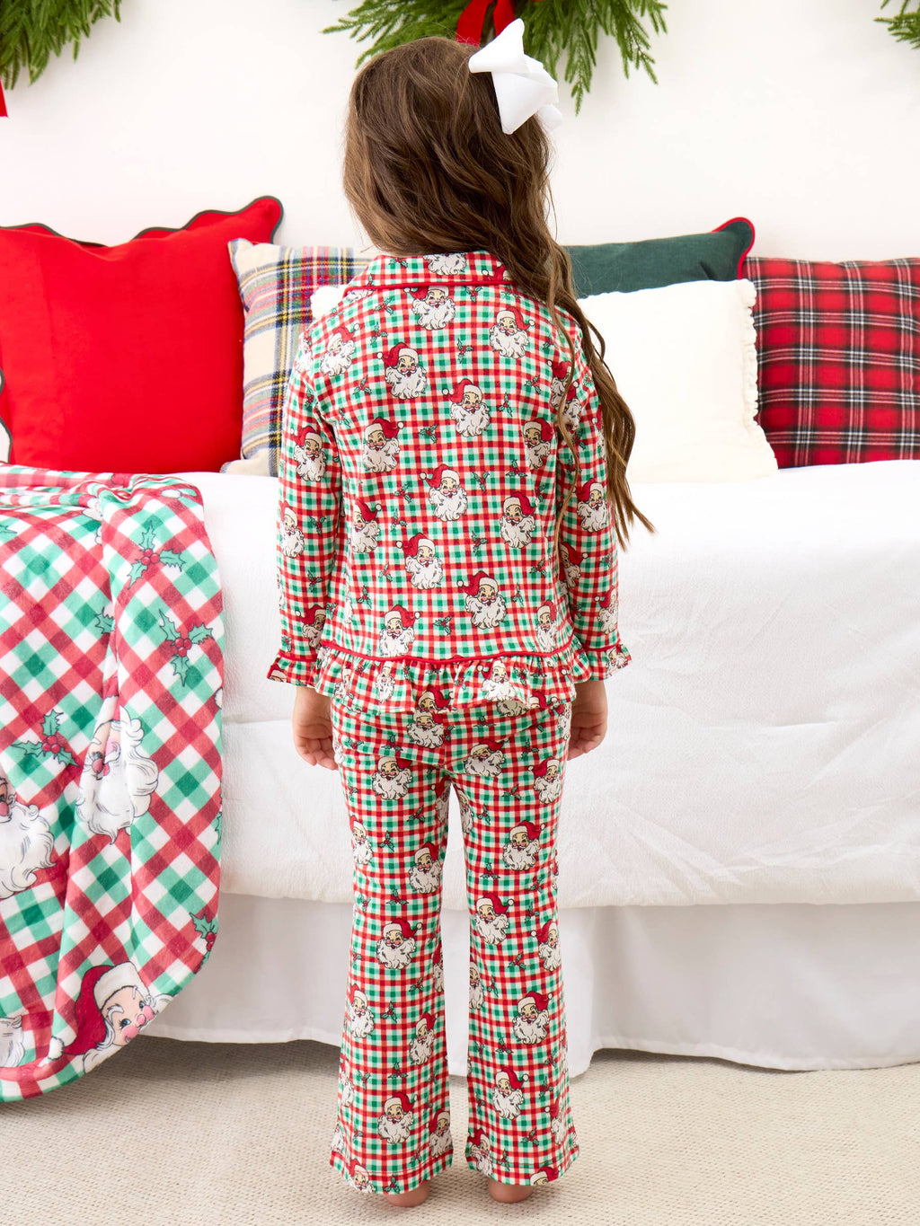 SoftSnooze™ Girls  Dear Santa Christmas Ruffle Pajama