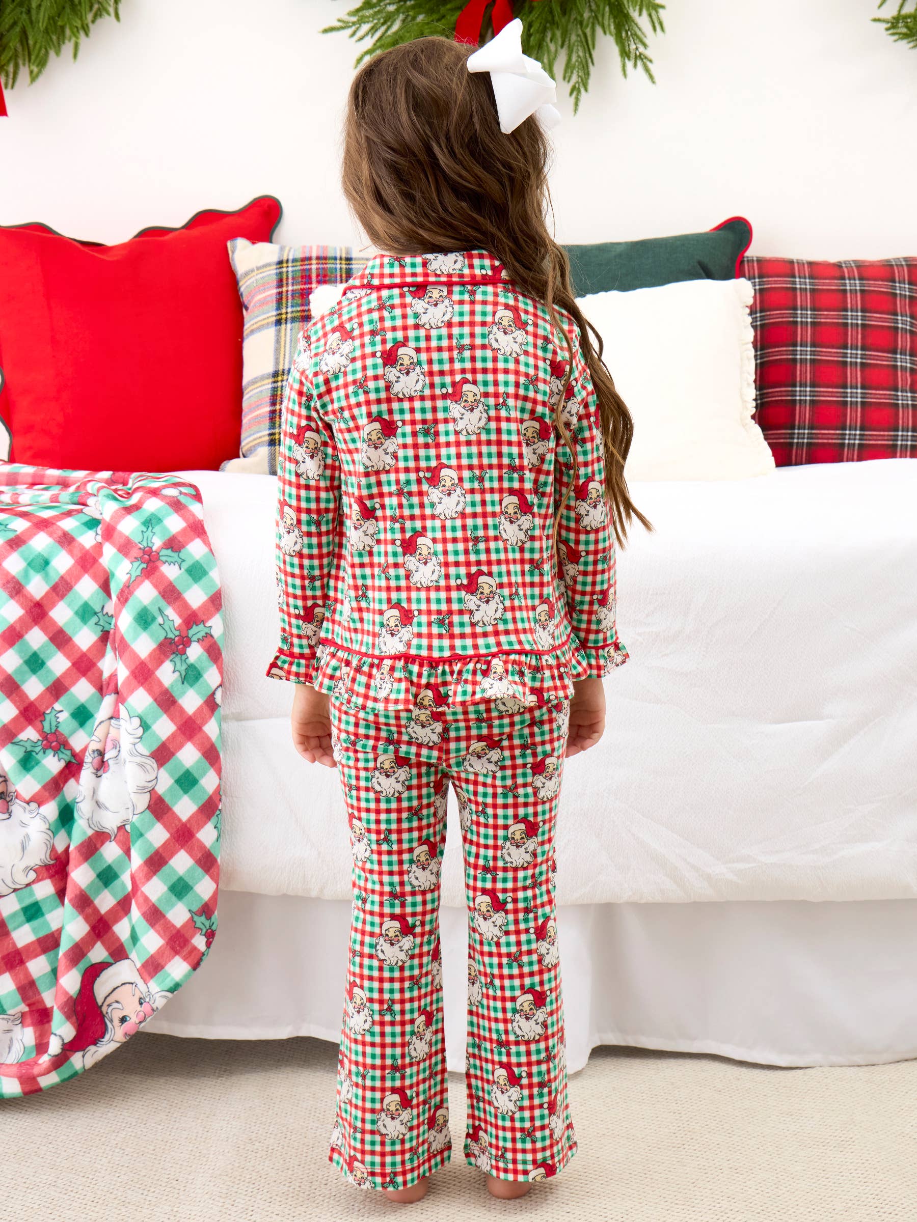 SoftSnooze™ Girls  Dear Santa Christmas Ruffle Pajama