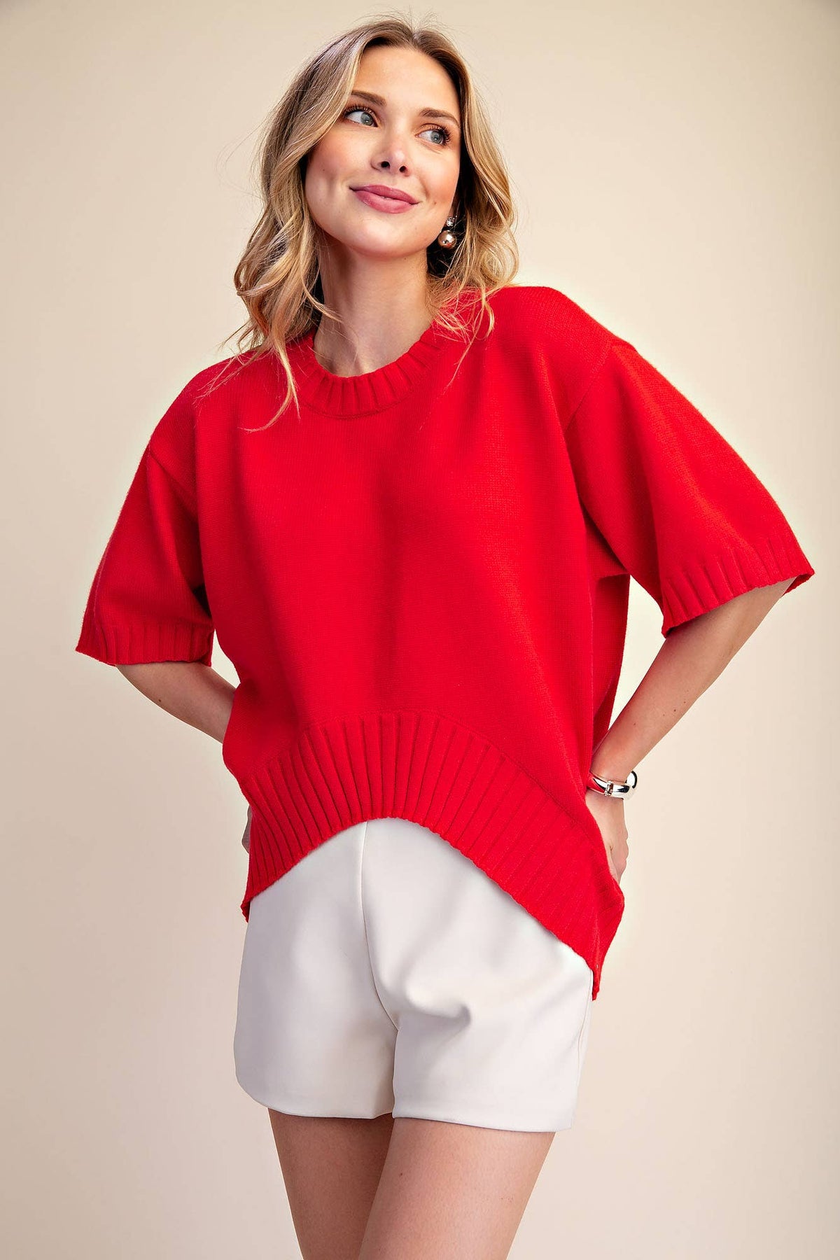 Soft Feel Asymmetric Hem Sweater