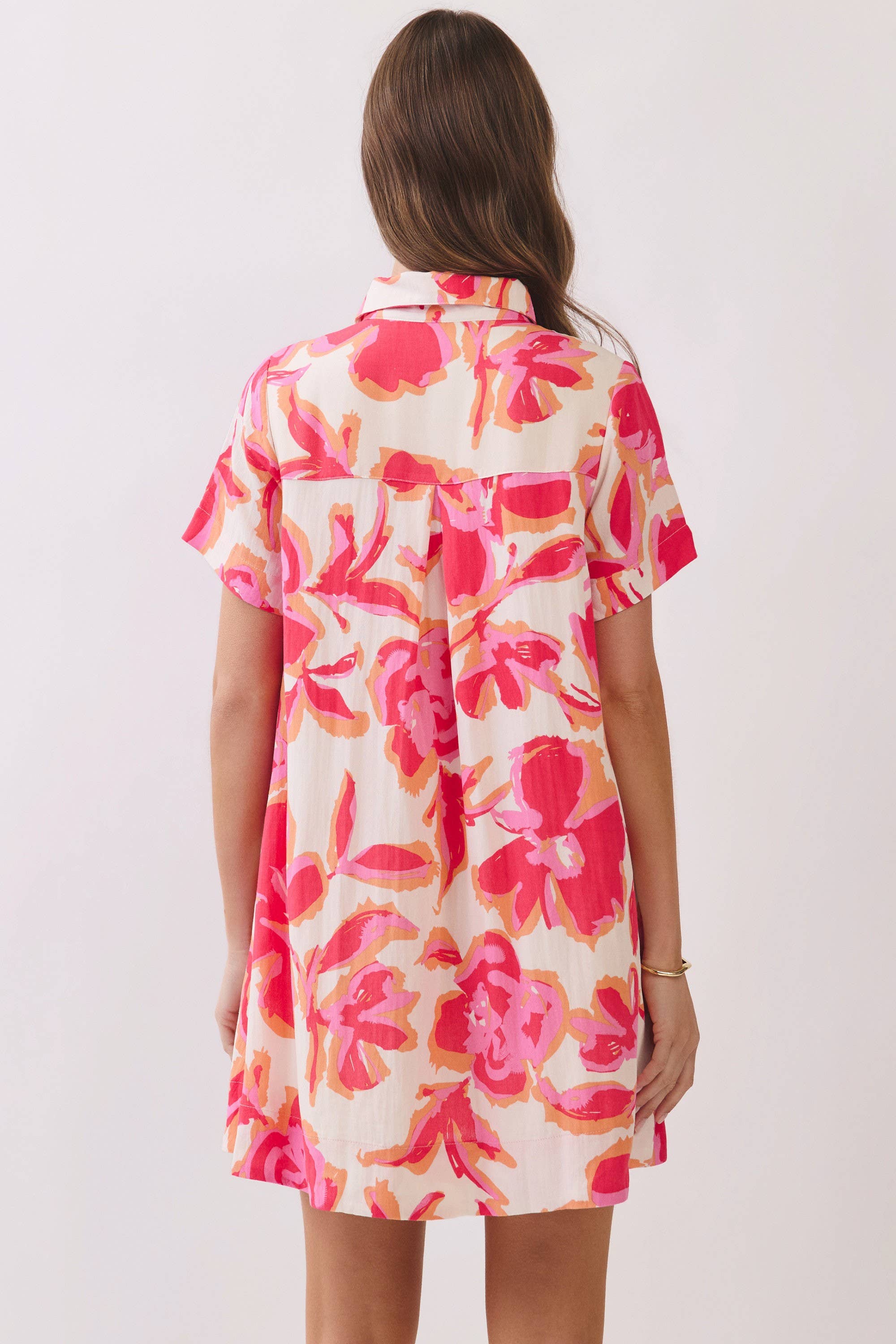Floral Print Shirt Mini Dress
