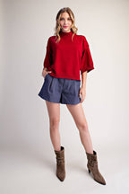 Mock Neck 3/4 sleeves Sweater
