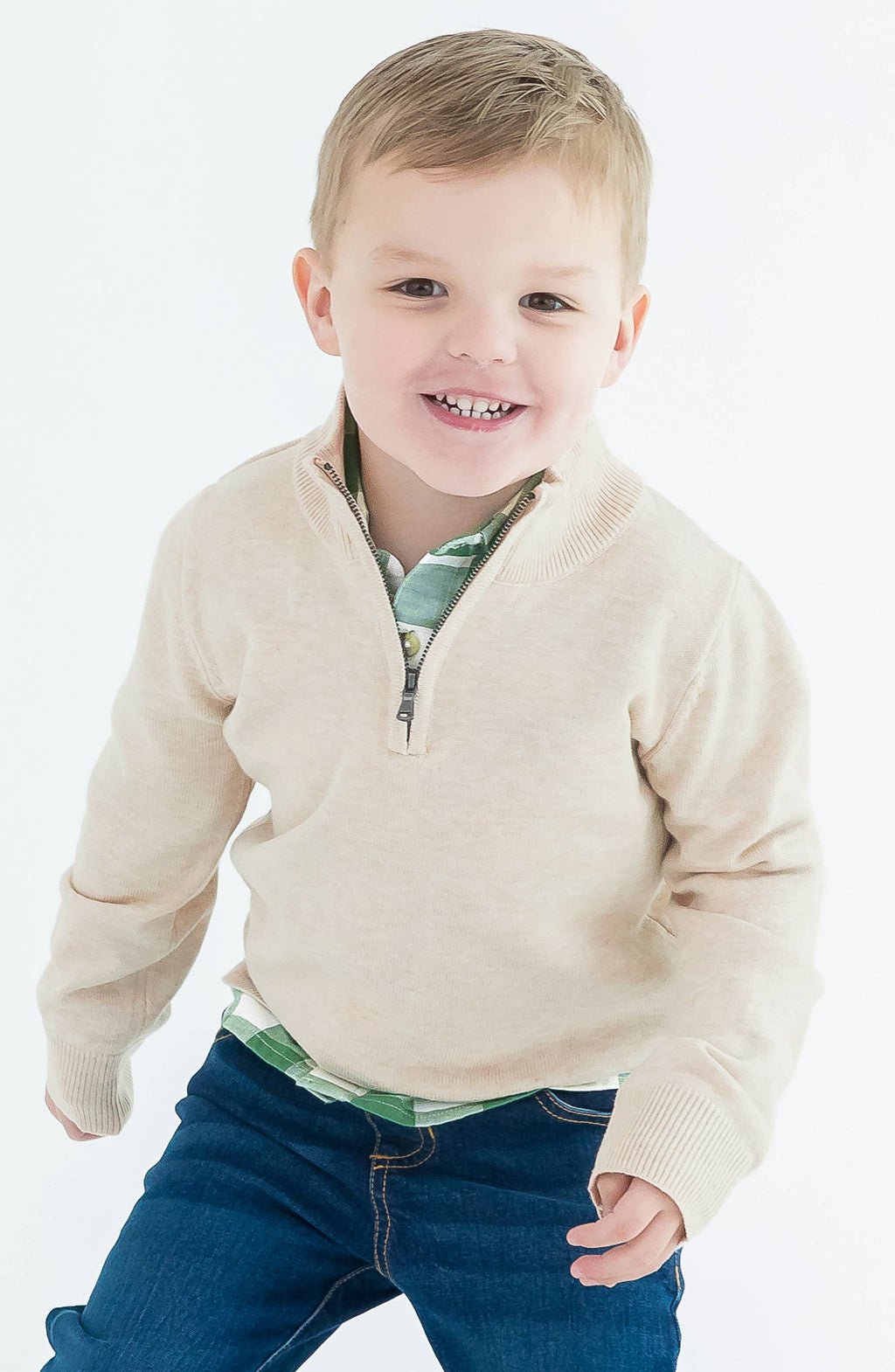 Oatmeal Quarter-Zip Sweater