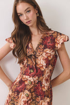 Vintage Floral Scalloped Collar Dress
