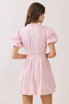 Belted Puff Sleeve Mini Dress