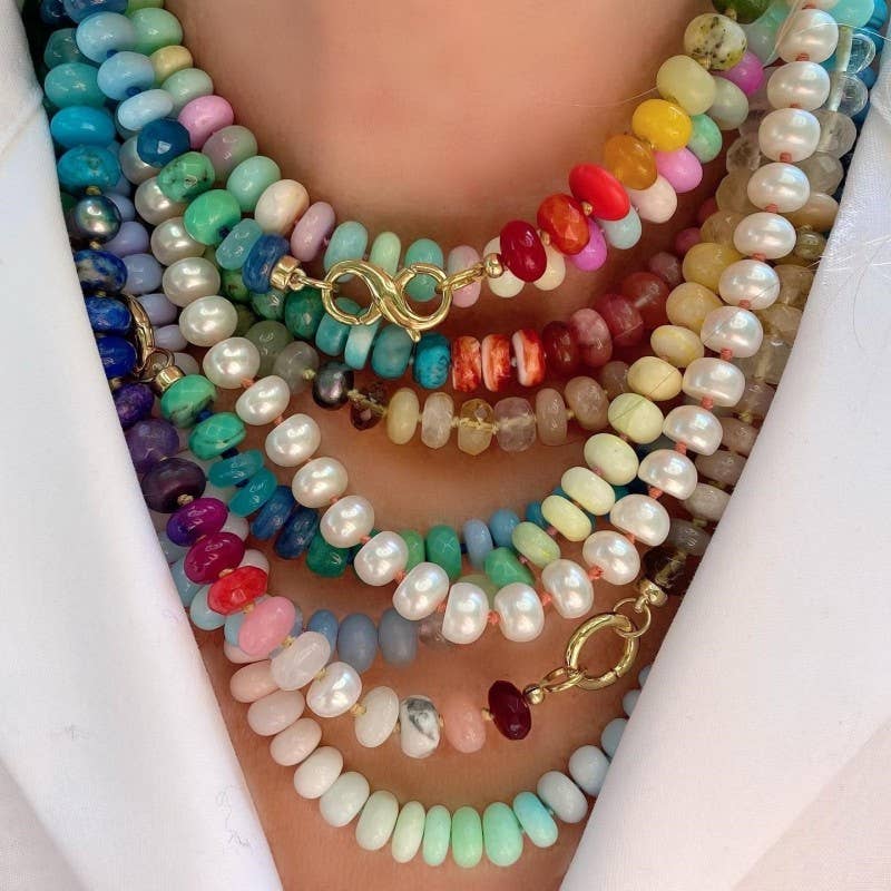 Natural Stone and Glass Necklace