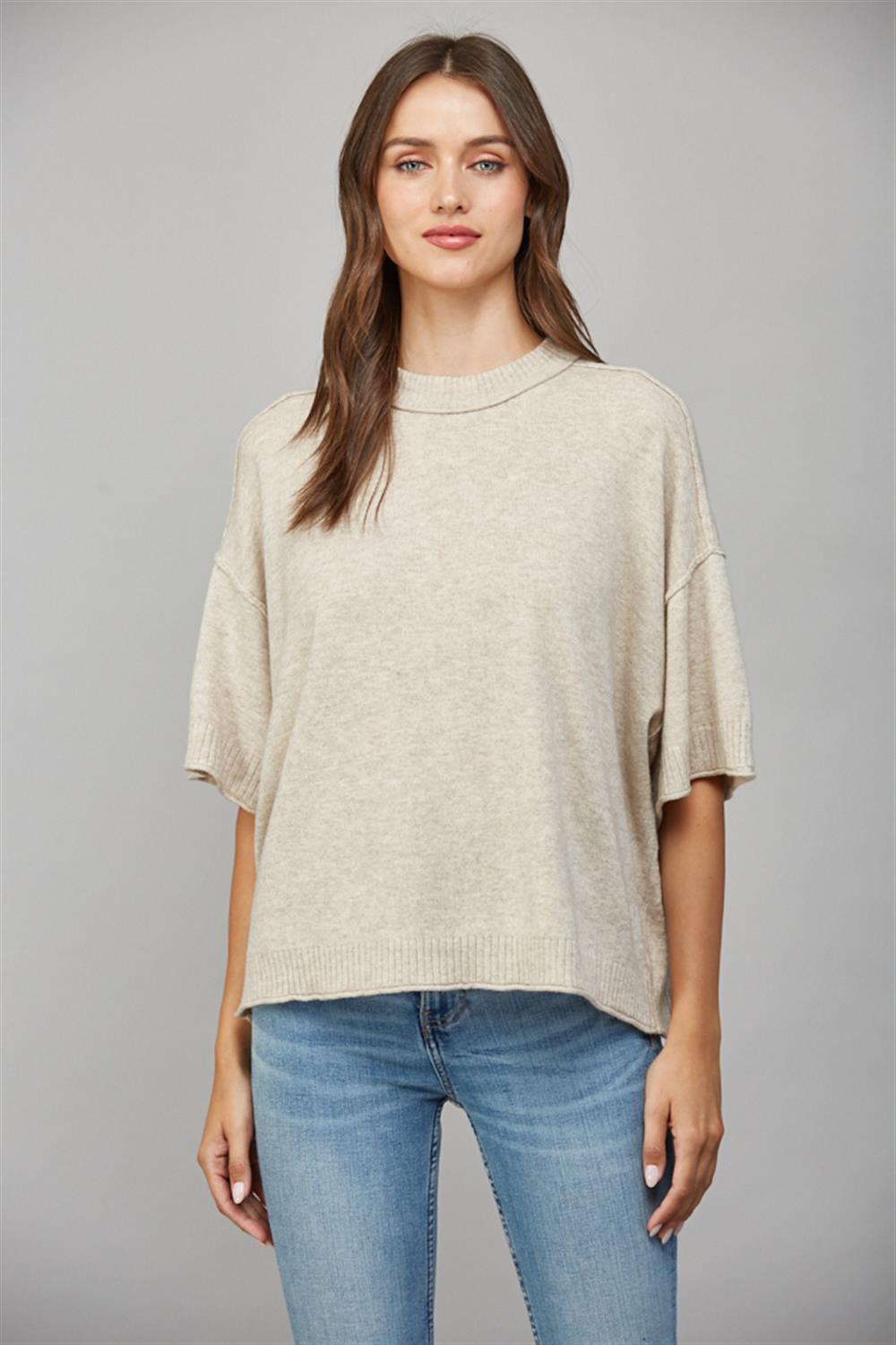 Oatmeal Cashmere Blend Sweater Shirt