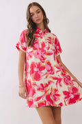 Floral Print Shirt Mini Dress