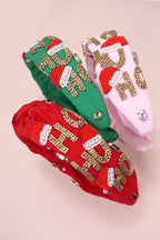 HO HO HO CHRISTMAS HOLIDAY BEADED HEADBAND