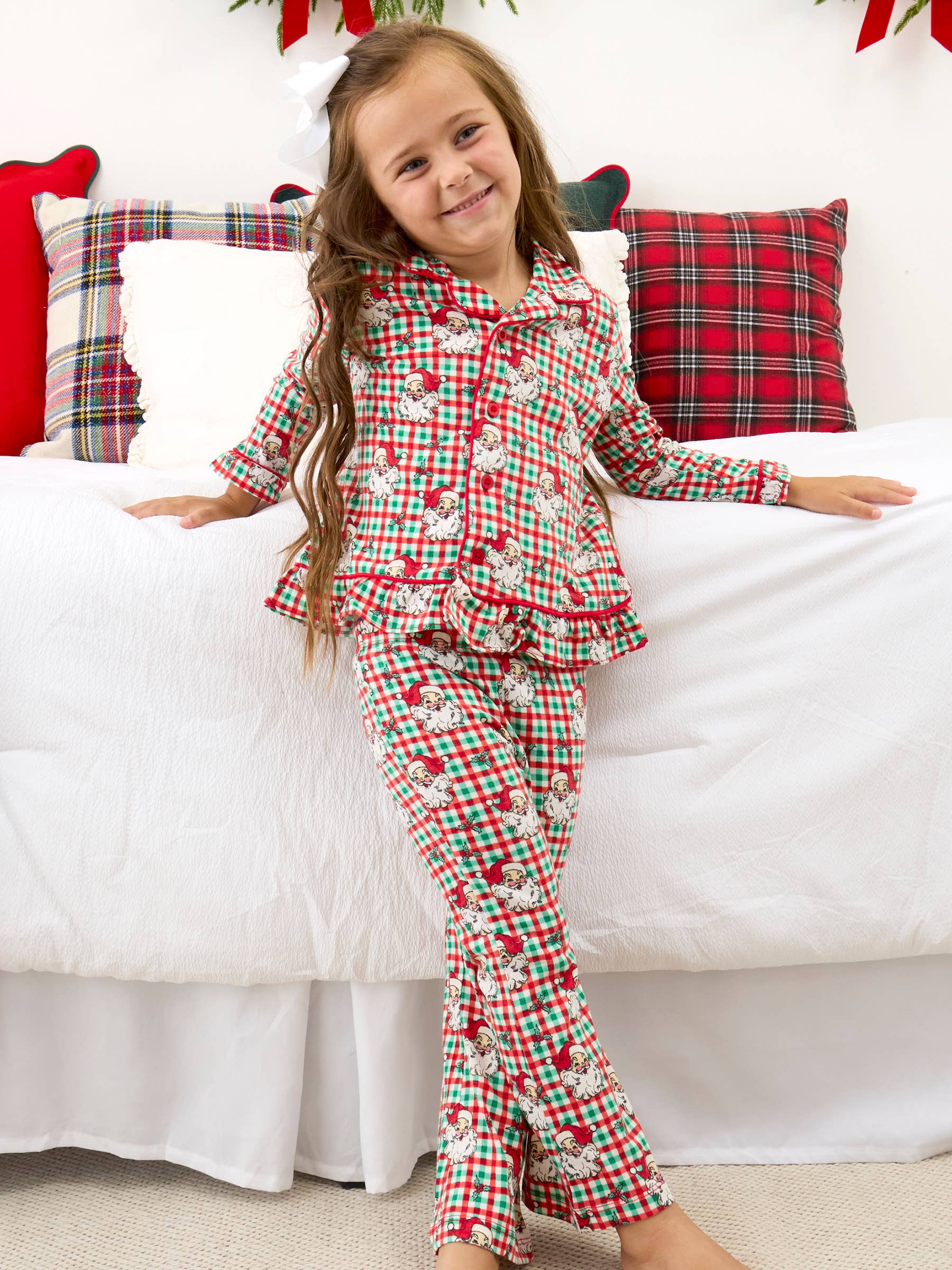 SoftSnooze™ Girls  Dear Santa Christmas Ruffle Pajama