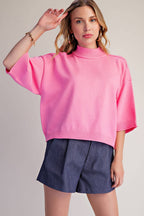 Mock Neck 3/4 sleeves Sweater