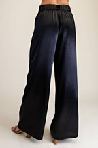 High-Waisted Double Pleat Satin Pants
