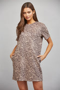 Suede Animal Print Mini Dress