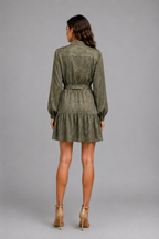 Golden Tapestry And Pearl Button Down Dress