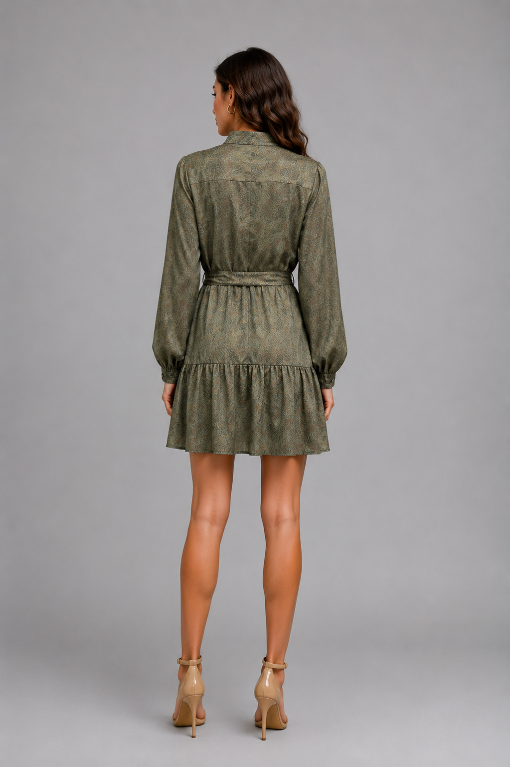 Golden Tapestry And Pearl Button Down Dress