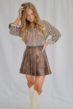 Pleated Leather Skirt