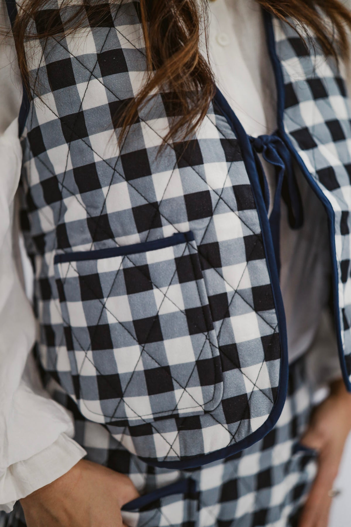 Navy & Ivory Quilted Vest Set
