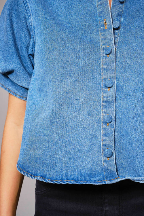 Denim puff sleeve