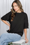 Black short sleeve sweater