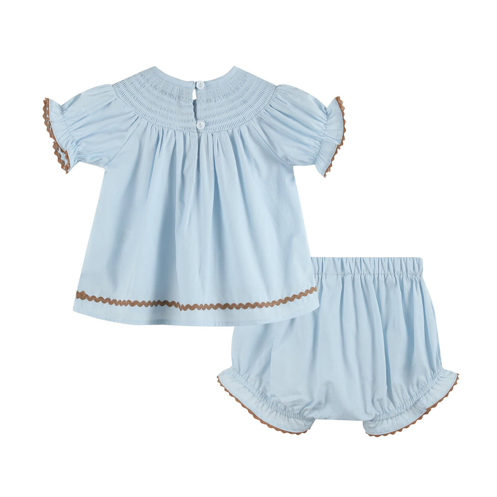 Blue Pumpkin Smocked Dress and Bloomers Set: 3-6M