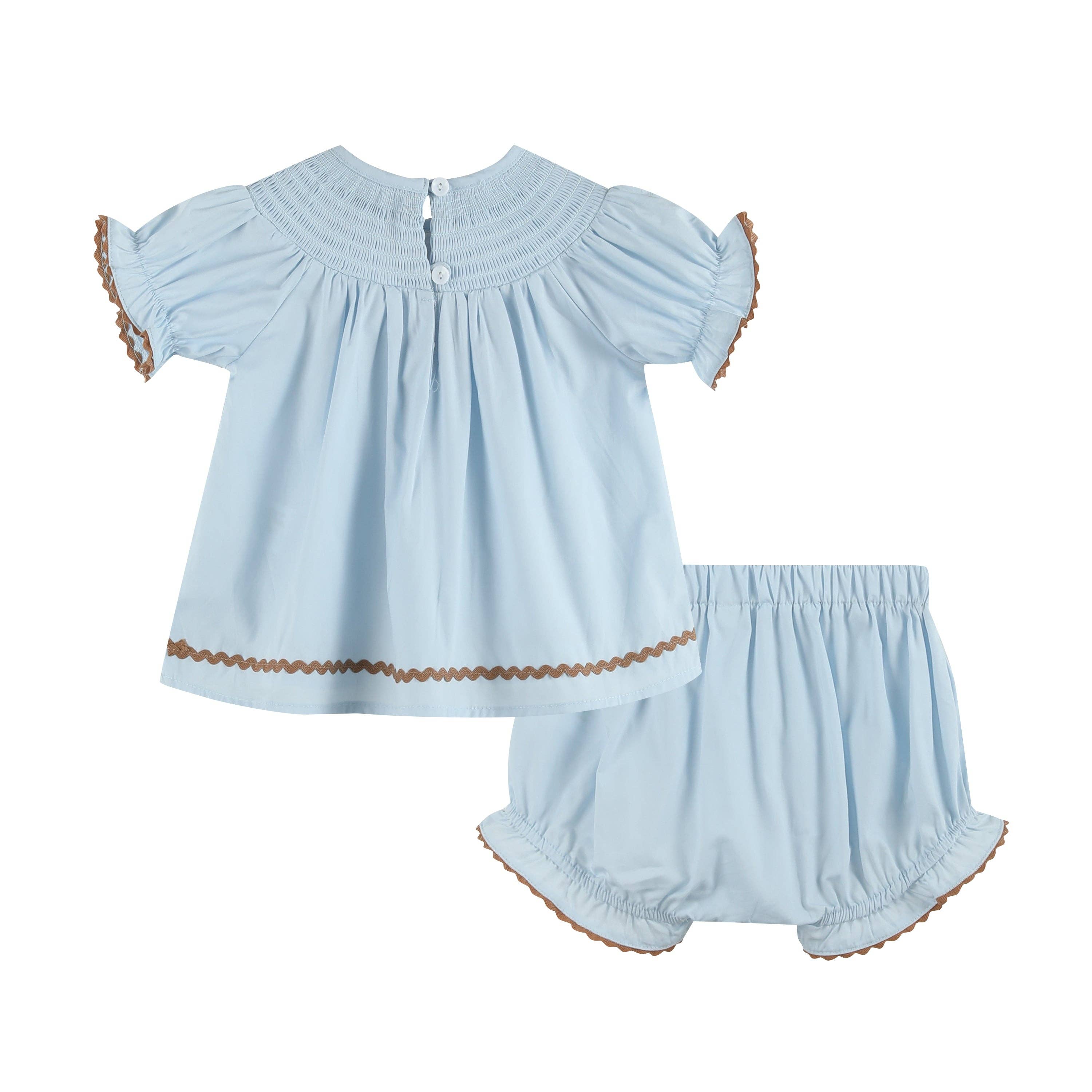 Blue Pumpkin Smocked Dress and Bloomers Set: 3-6M