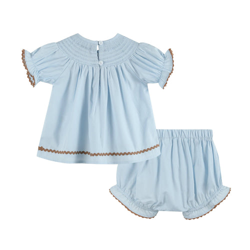 Blue Pumpkin Smocked Dress and Bloomers Set: 3-6M