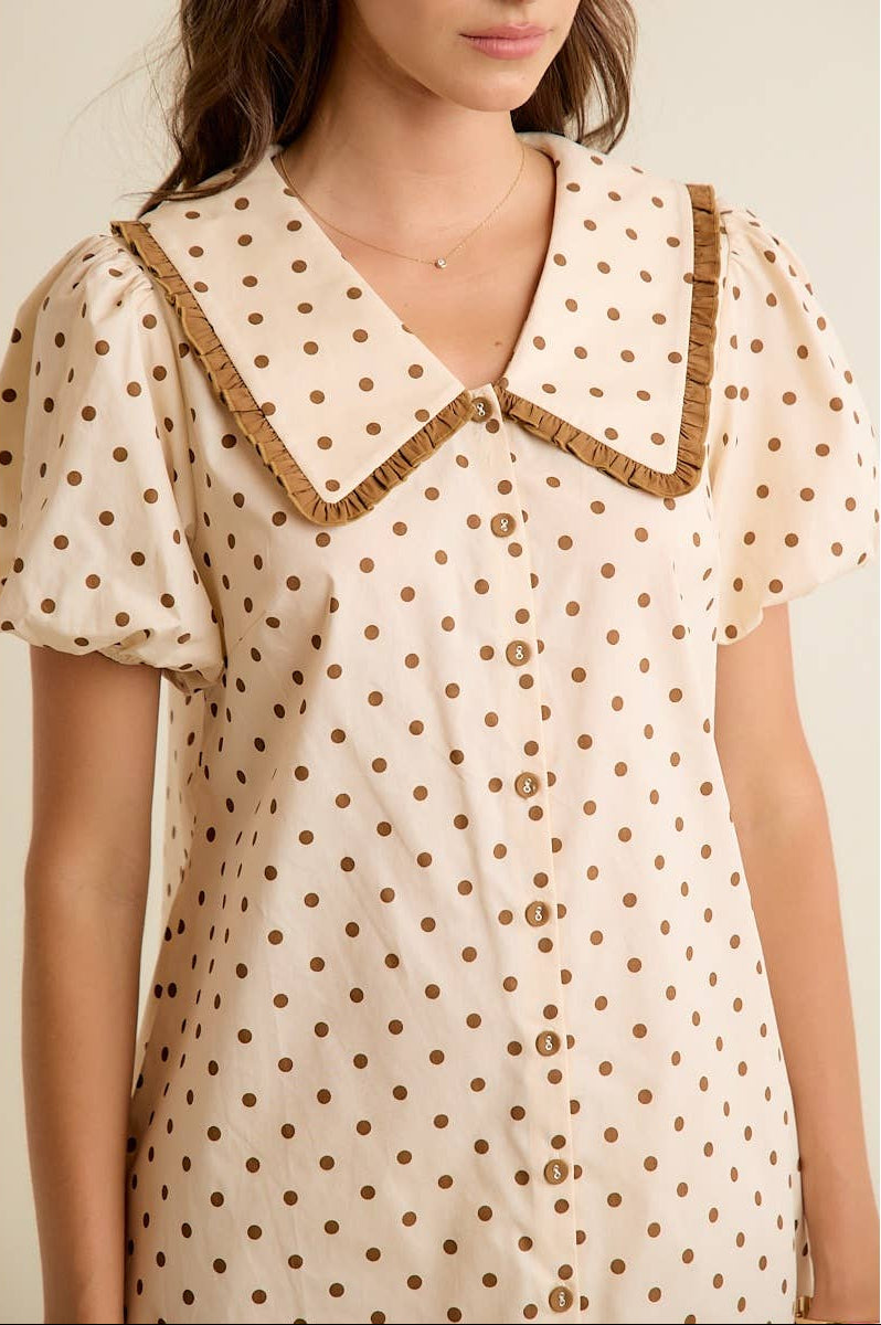 Polka Dot Peter Pan Collar Mini Dress