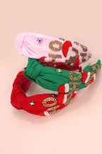 HO HO HO CHRISTMAS HOLIDAY BEADED HEADBAND